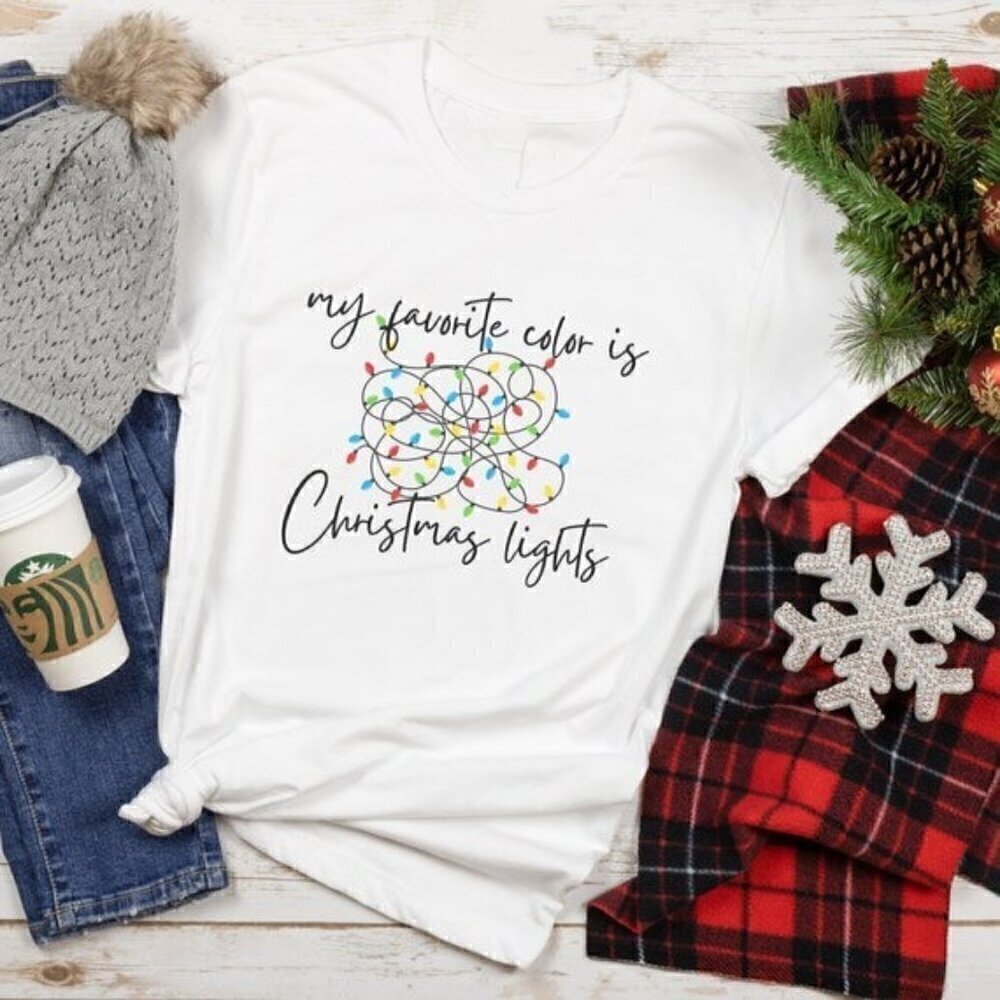 My Favorite Color Is Christmas Lights Funny Holiday Retro T-Shirt